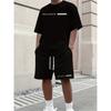 Casual Men's Set Summer Apparel Color-Blocked Short-Sleeve Top Relaxed Drawstring Shorts Stylish Streetwear Ensemble