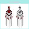 Vintage Geometric Alloy Drop Earrings With Embellished Gems For Womens Casual Wear
