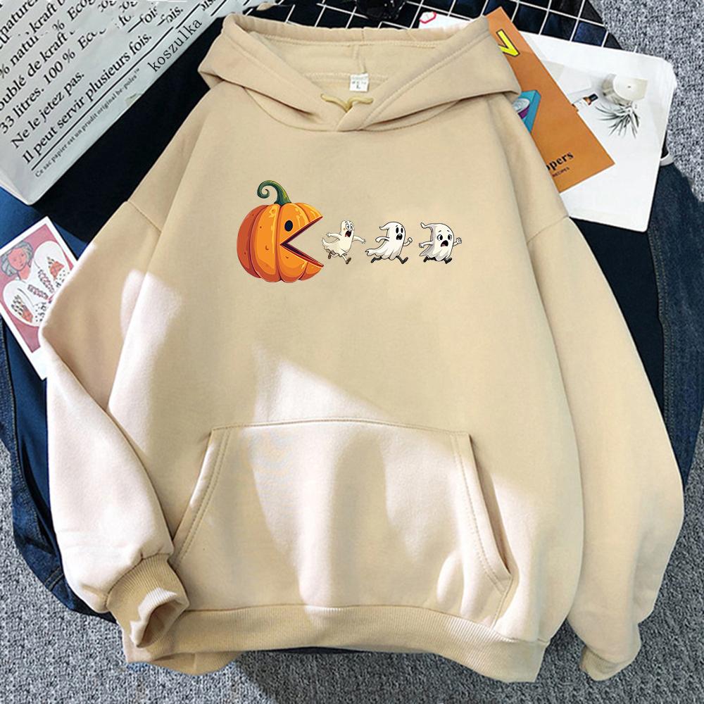 Funny Pumpkin Eating Ghosts Hoodie Women/men Hoodies Autumn Winter Clothes for Halloween Gifts Aesthetic Sweatshirt Vintage