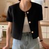 Korean Chic Puff Sleeve Short Jacket for Women - Loose, Versatile, Summer Style with Round Neck & Single-Breasted Design