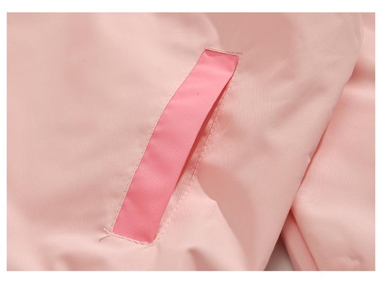 Girls' Spring and Autumn Color Block Windbreaker: Children's Fashionable Hooded Jacket