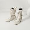 Elegantes Botas de Encaje Quemado con Lazo para Mujer con Cordones Botas de Caballero de Altura Media Botas de Tacón Alto 33-43 Botas de Talla Grande