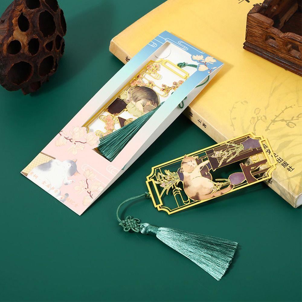 Tassel Brass Bookmark Painted Pagination Mark Retro Book Clip  School Office Supplies