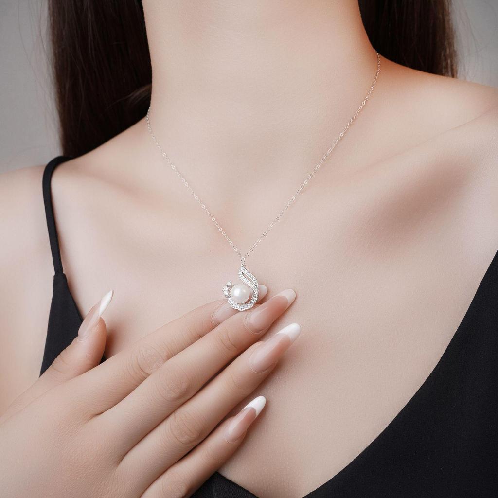 High-End Vintage Shell Pearl Pendant: Phoenix Clavicle Chain in S999 Sterling Silver - Luxurious Gift Necklace for Women