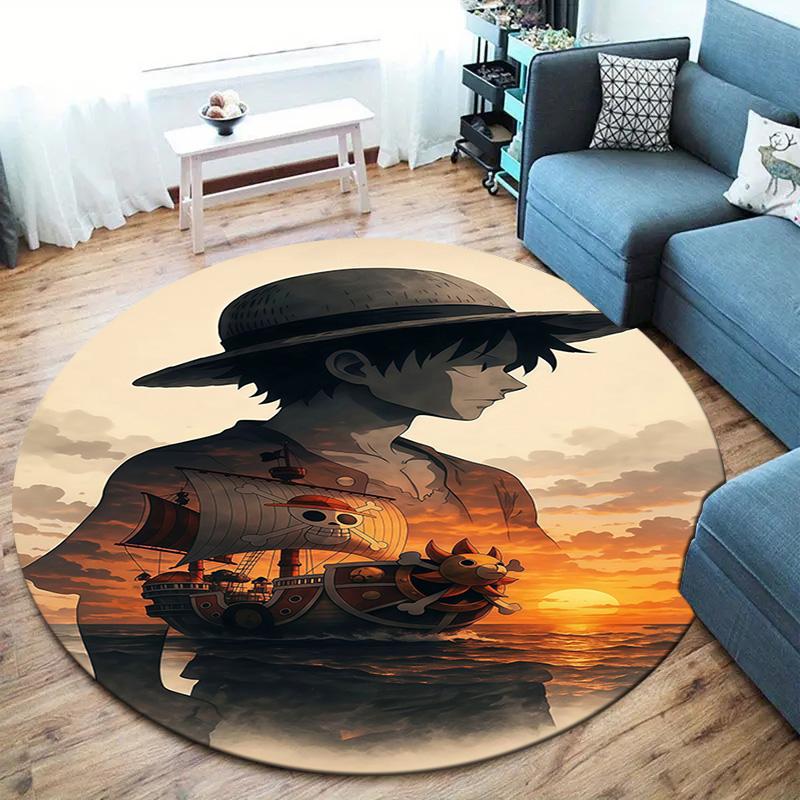 Luffy D Round Area Rug Carpet Rug For Living Room Bedroom Sofa Playroom Decor Nonslip Floor Mat