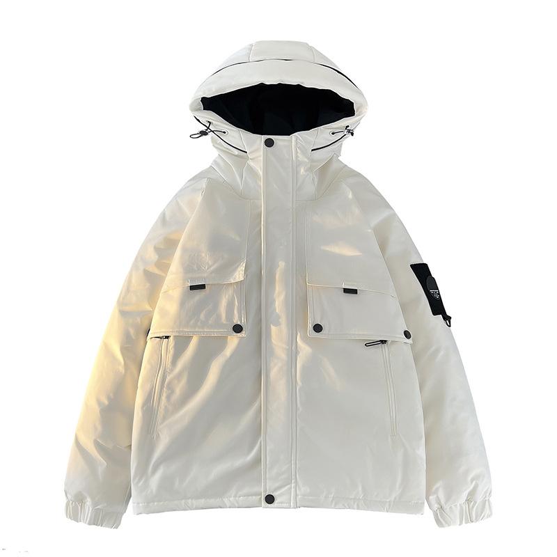 

Мужской пуховик с капюшоном, новый зимний, на утином пуху, утолщенный, ветрозащитный и холодостойкий, молодежный, повседневный, универсальный M