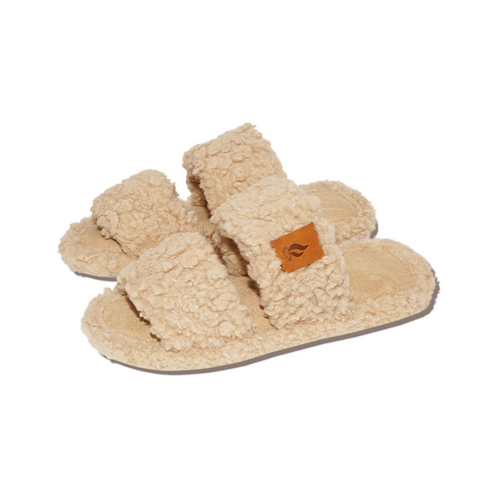 Open Mouth Hairy Slippers with Added Velvet Throughout The Year, Non Slip Indoor Cotton Slippers for Home Use