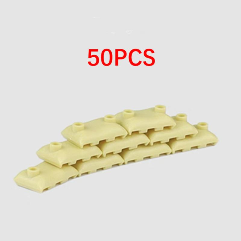 50PCS MOC Military Sandbag Building Blocks Compatible WW2 Soldiers Weapon Bricks DIY Army Scene Parts Toys for Boys Gift