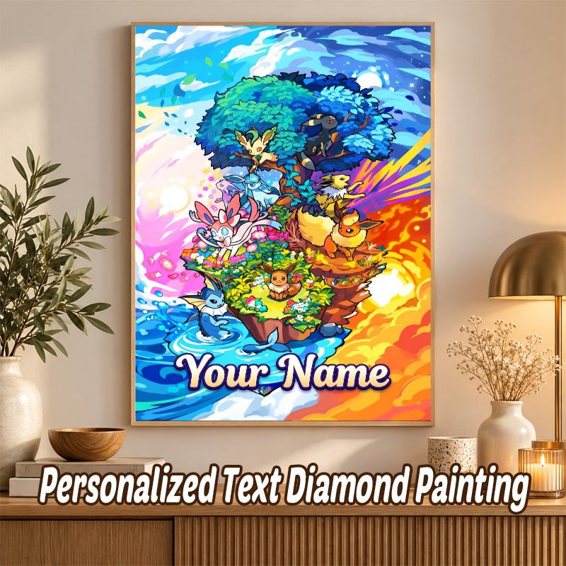 Eevee Evolutions Custom Name Diamond Painting Personalized 5D Full Drill DIY Diamond Art Home Decor