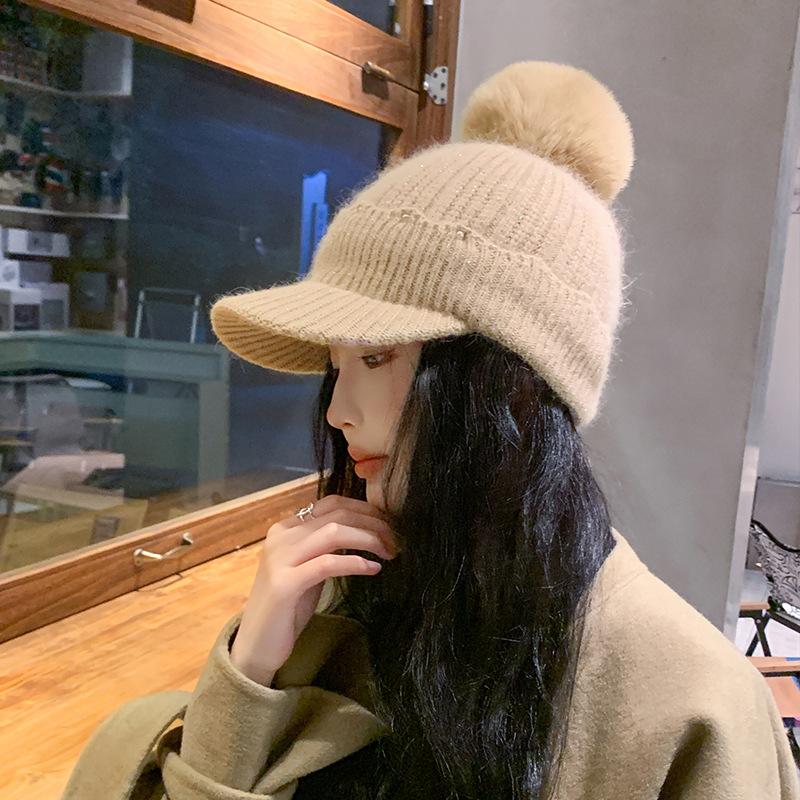 Women's Knitted Hat Warm Ear Protection Autumn and Winter Solid Color New Knitted Hat