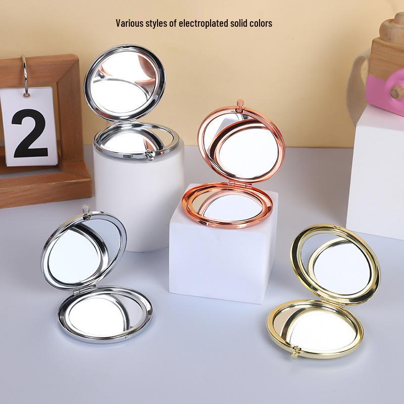 Portable Stainless Steel Cartoon Dual-Sided Round Pocket Makeup Mirror