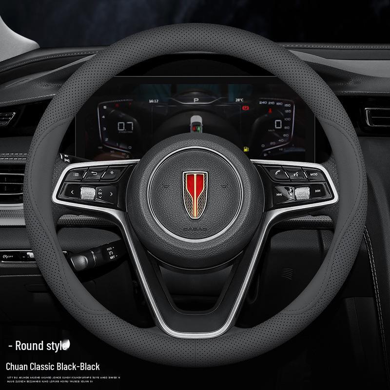 Genuine Leather Steering Wheel Cover for Hongqi H5, HS5, H6, HS3, H9, HS7, HS6, HQ9, EQM5, and O5