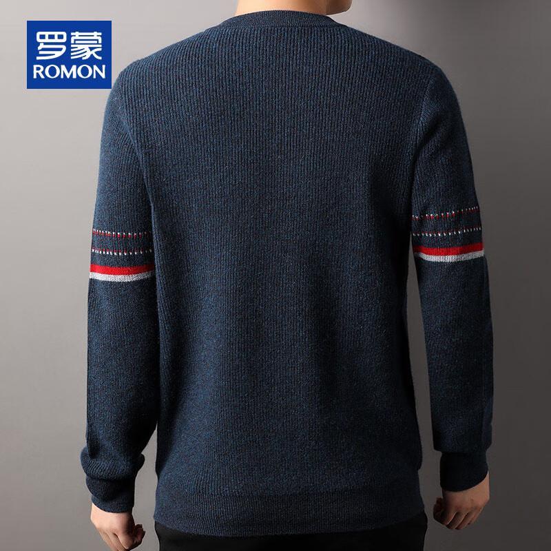 ROMON Men's Thick Pure Cashmere Round Neck Pullover Sweater