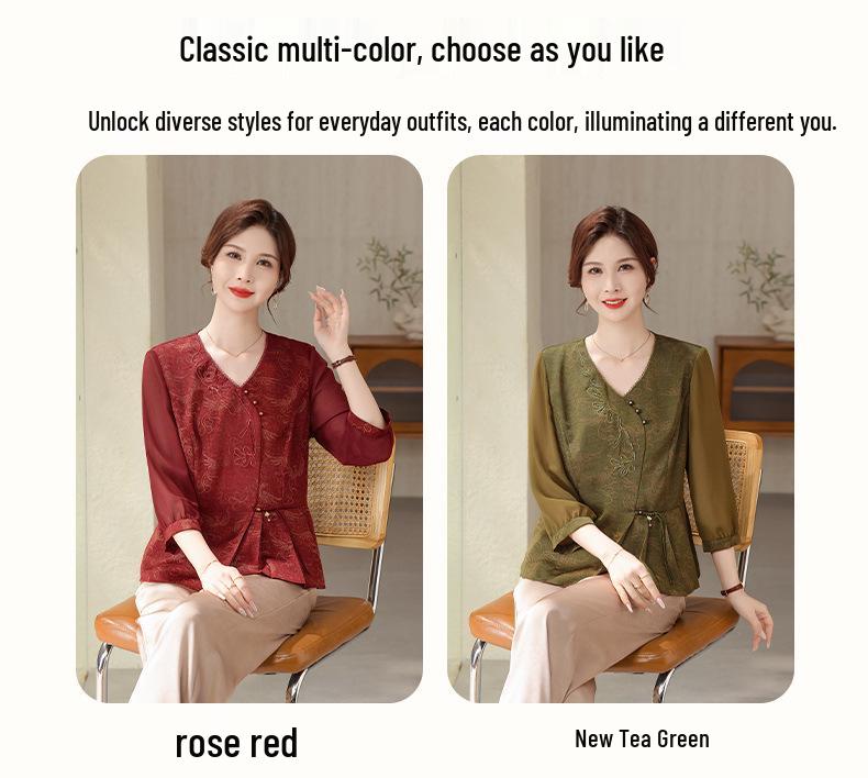 New Summer Seven-Sleeve Chinese Style Mid-Aged Women's Wear