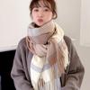 Milky Beige Plaid Thickened Scarf: Korean Style for Winter 2025