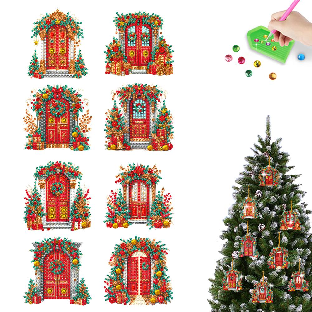 8Pcs Acrylic Special Shaped Christmas Cartoon Hanging Diamond Art Kits 5D DIY Diamond Art Hanging Decorations Bedroom Decoration