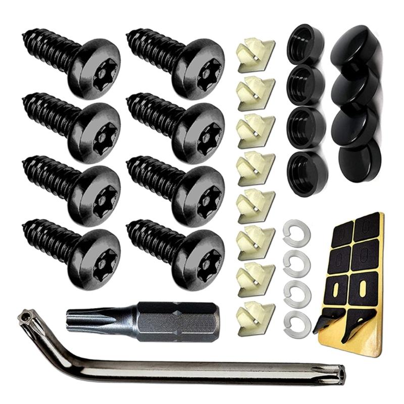 Sada upevňovacích prvků proti krádeži Sada ocelových upevňovacích prvků pro registrační značky Sada šroubů pro registrační značky Jednoduchá instalace pro vozidla