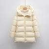 White Duck Down Solid Color Simple Hooded Down Jacket Women's Loose New Winter Long Thickened Coat Tide