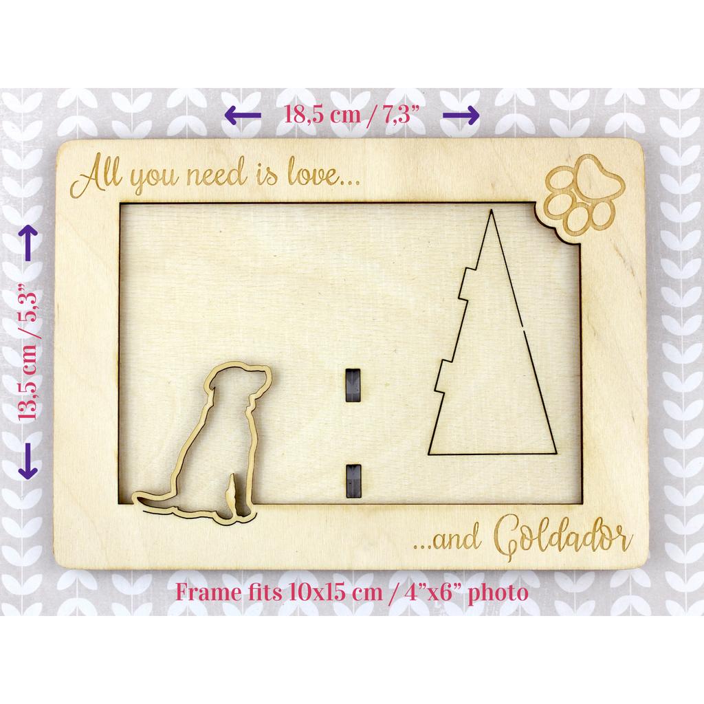 Goldador, Golden Retriever Lab Mix - Photo frame, engraved wooden frame, a lovely gadget for the dog lover by Art-Dog