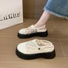 Height-increasing breathable mesh yarn two and a half slippers women's summer 2025 thick-soled small casual hollowed-out bag head sandals
