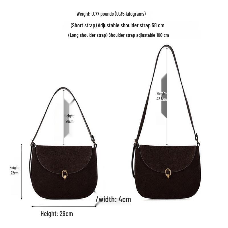 Elegante Borsa a Spalla da Donna in Vera Pelle Scamosciata, Stile Sella, per il Pendolarismo Quotidiano