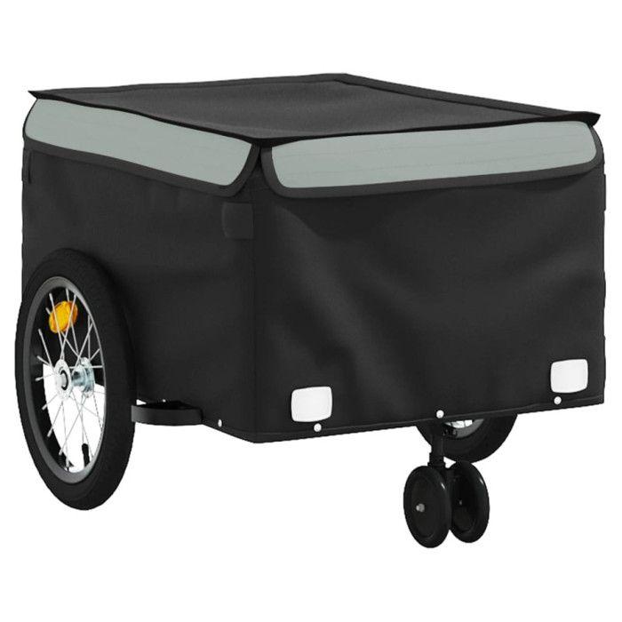 VidaXL Bicycle Trailer, Transport Cart with Hitch Bar, Bicycle Trailer with Flag for Luggage, Black 94105