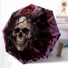 1pc Sturdy 8-Bone Auto Umbrella, Gothic Black Rose Umbrella, Digital Printed, Foldable Umbrella for On-the-Go Outdoor Use
