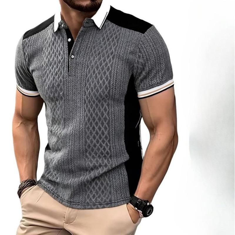 Men's Jacquard Short Sleeve Casual T-Shirt.