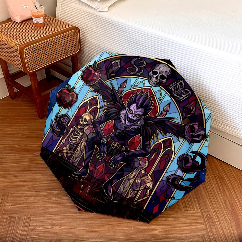 

1PC Automatic Folding Umbrella Death Note Pattern 8 Ribs Portable Foldable Travel Umbrella Christmas Birthday Gift разноцветный