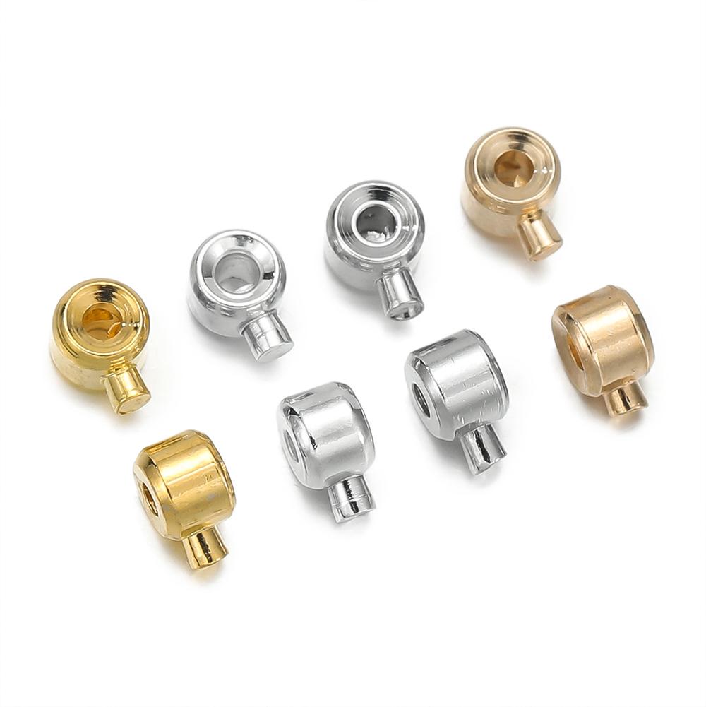 5pcs/Lot Copper Crimp Beads Spacer Bead Stoppers Cord End Caps Charms for Bracelet Necklace Jewelry Making Accessories Crafts