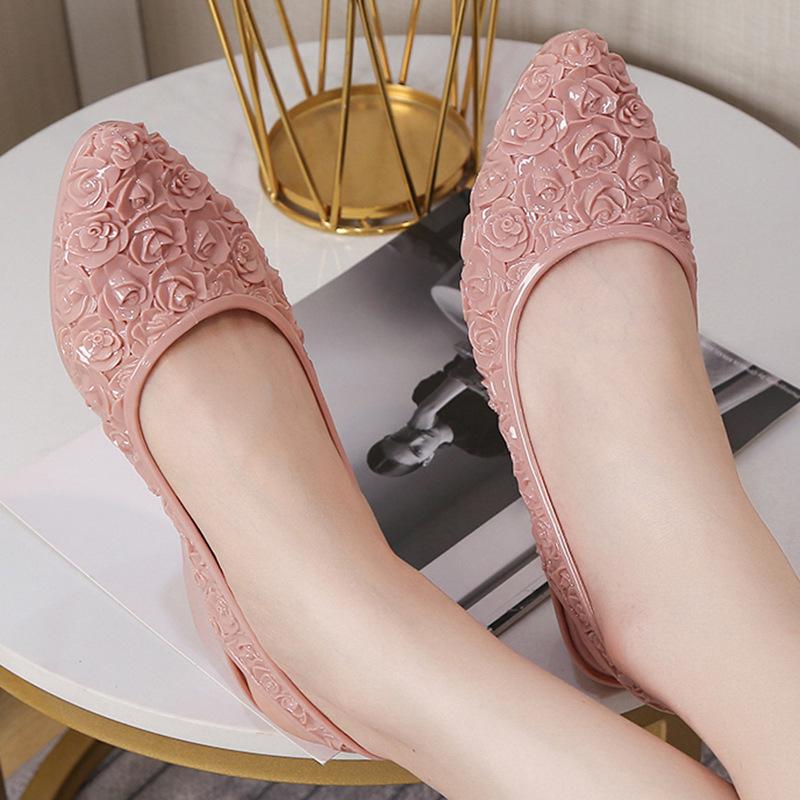 

Жіночі літні сандалі на танкетці з квітковим принтом, гострим носком, закритим носком, що збільшують зріст, повсякденні 40 рожевий