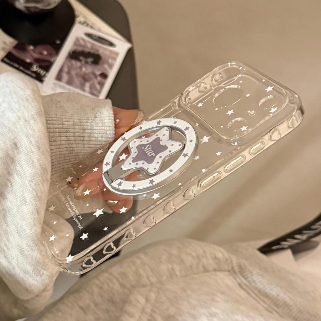 Creative White Star Magnetic Phone Case for iPhone 16, iPhone 17, and iPhone 17 Pro Max