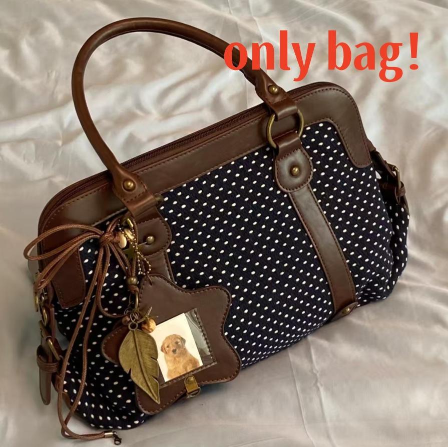 Vintage Y2k Gepunktete Schleife Schultertasche Japanische Süße Achseltasche Stilvolle Niedliche Lolita Handtasche Lässige Vielseitige Plüsch-Tragetasche