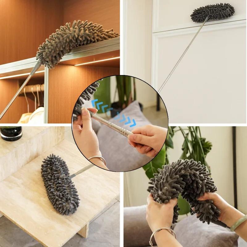 Long Handle Cleaning Duster Fan Brush Extendable 31 100 Inch Microfiber Head for Ceiling Fans and Shelves Kitchen