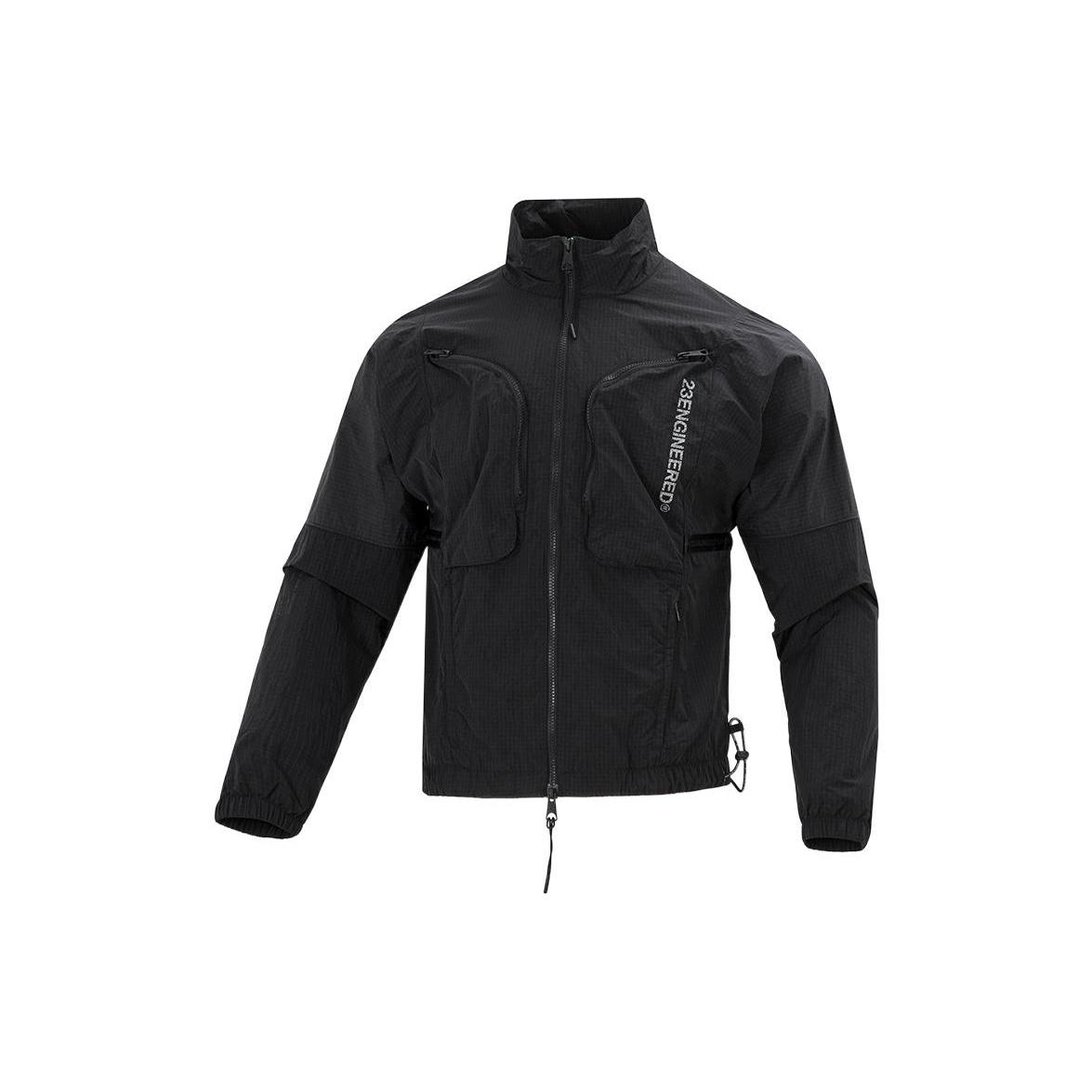 Men s Air Jordan SS22 Solid Color Zipper Stand Collar Sports Jacket Black DJ0256-010 XL