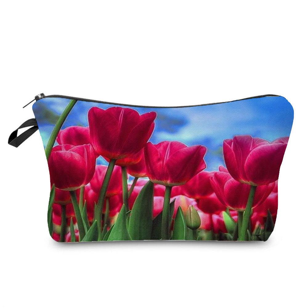Damen Blumenmuster Kosmetiktasche Toilettenartikel Organizer Reiseaufbewahrungskoffer 6757