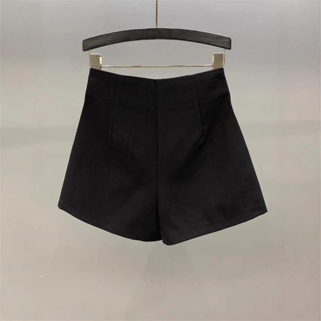 2025 Women's White High-Waist A-Line Suit Shorts - Casual, Slimming, Versatile Wide-Leg Pants for Summer