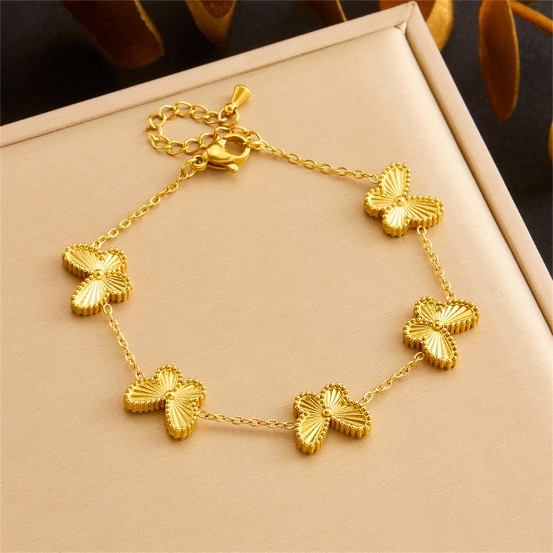 316L Stainless Steell Golden Luxury Laser Butterfly Bracelet For Women Girl New Trend Popular Hand Chain Zircon Gift