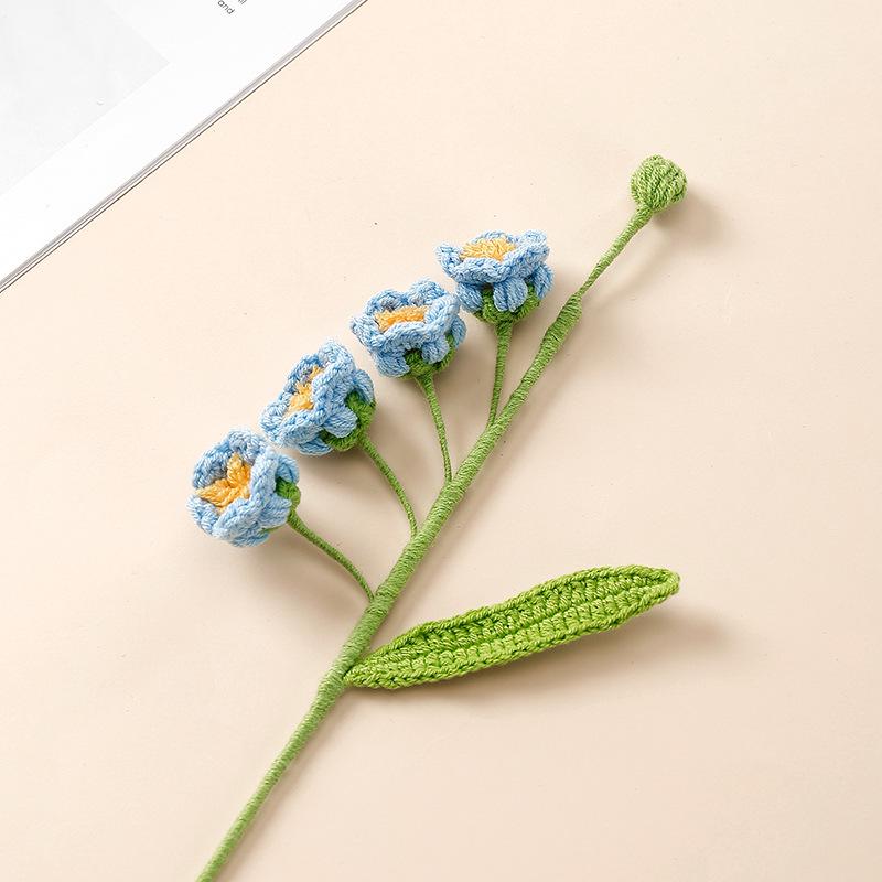 Crochet Flowers Bouquet  Knitted Puff Bell Orchid Bouquet Knitting Flower Crochet Flower Bell Home Decor