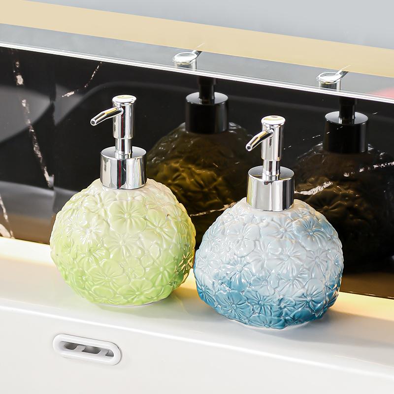 400ml Soap Dispenser Ceramic Lotion Bottle Household Toilet Washstand Shampoo Shower Gel Press Type Split Bottle Cup Dispenser