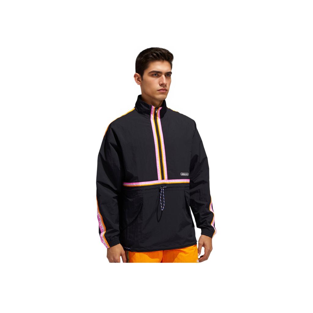 Adidas Originals Casual Sports Stand Collar Pullover Long Sleeve Jacket Men Jacket Black GN3896