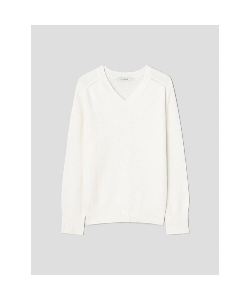 8SECONDS V-Neck Long-Sleeve Pullover Ivory