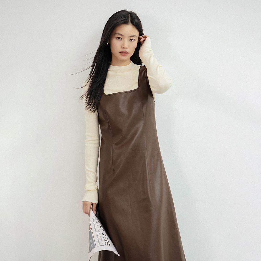 Laengsseon Ls_Casual Sleeveless Leather Dress
