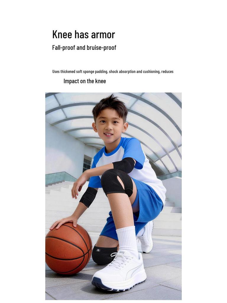 Kids' Sports Knee & Elbow Pads: Enhanced Protection for Basketball, Football, Running - Anti-Fall, Anti-Collision, Thick Padded Gear.