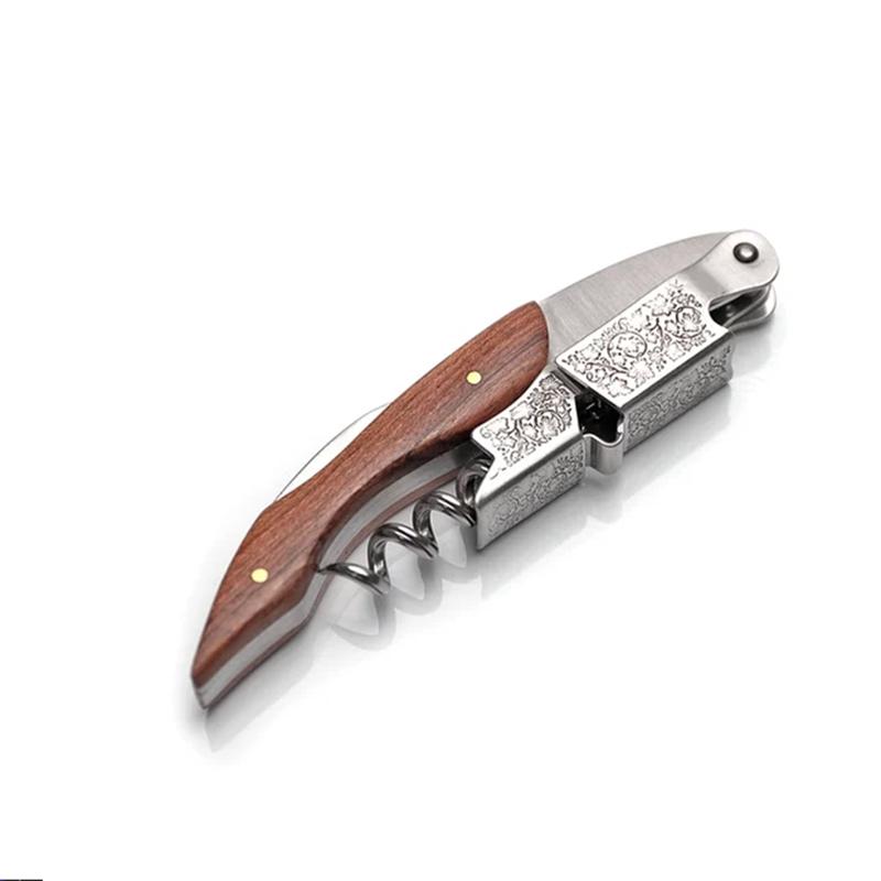 Professional Waiters Corkscrew,Wine Key with Ergonomic Wood Grip Beer Bottle Opener and Foil Cutter 6
