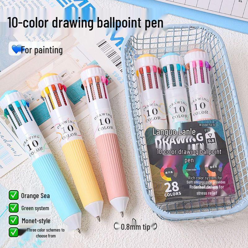 10-Color Push-Button Gel Pen Set - Multicolor Ballpoint Pens for Note-Taking and Student Use