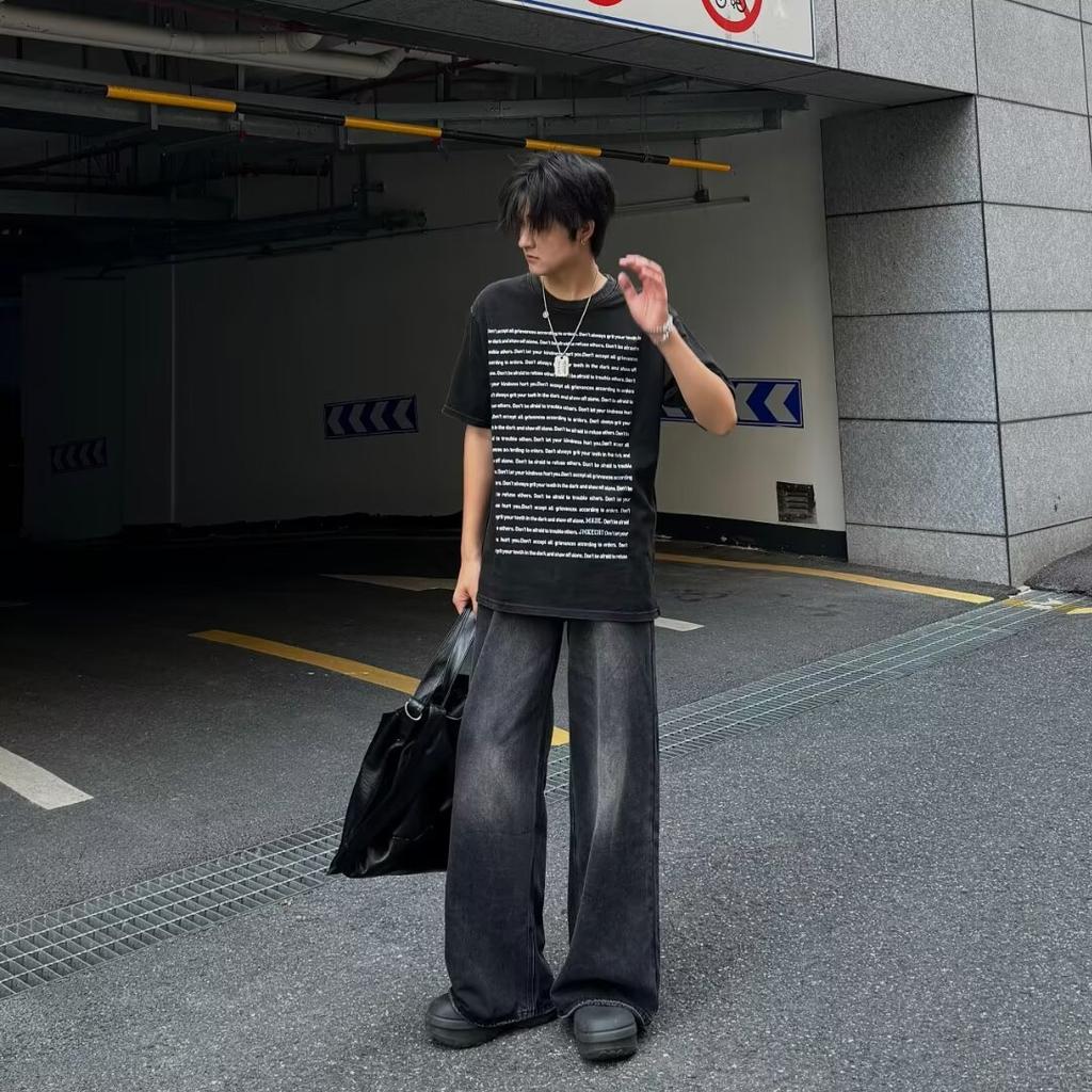 Retro Jeans Men'S Autumn New Style Explosive Street Hooligan Handsome Casual Pants For Teenagers Loose Straight Leg Wide Leg Men'S Pants