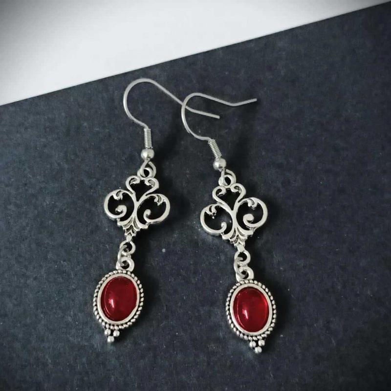 Gotische Blutrote Renaissance-Ohrringe - Fantasy Alternative Rock Y2K Punk Stil Schmuck