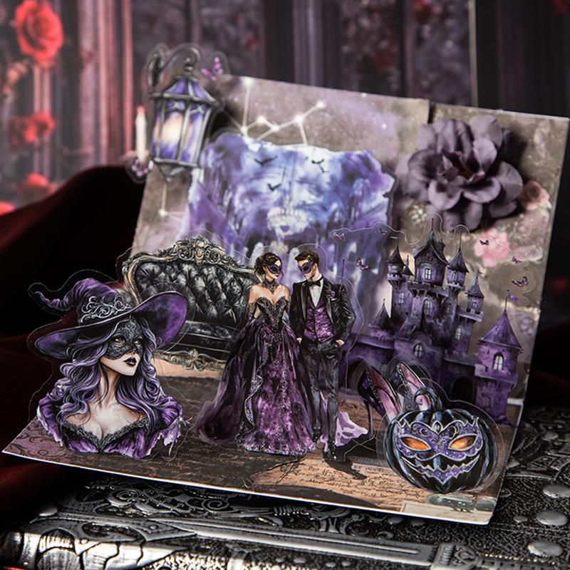 25sheets Gothic Prom Series Dark Style Scenery Stickers Handbook Material Decorative Stickers DIY Scrapbook Journal
