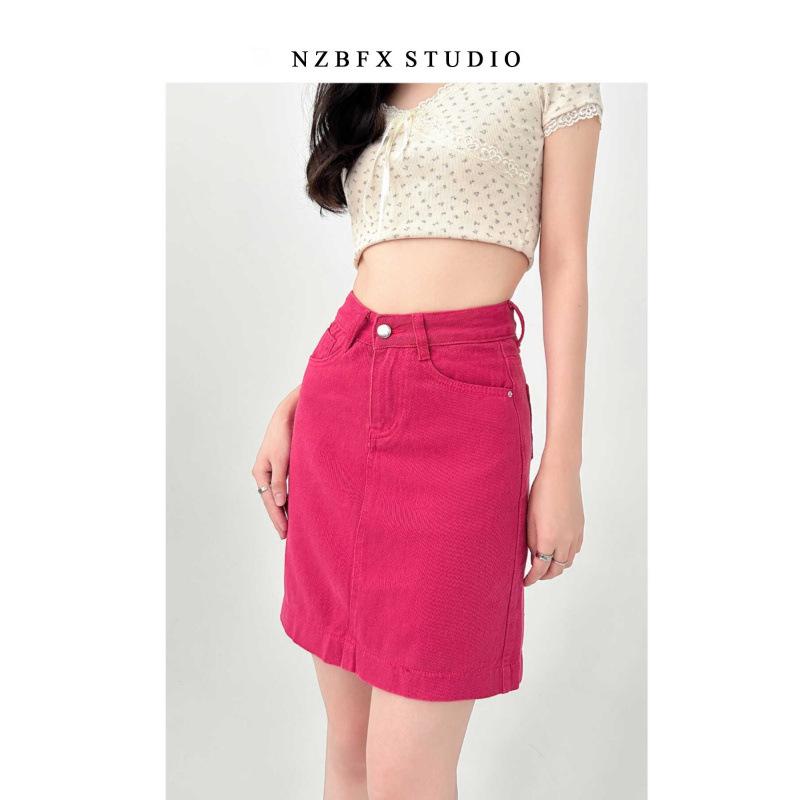Korean Style Slimming A-Line Denim Mini Skirt for Women M розы красного